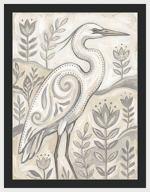 Egret In Folk Style