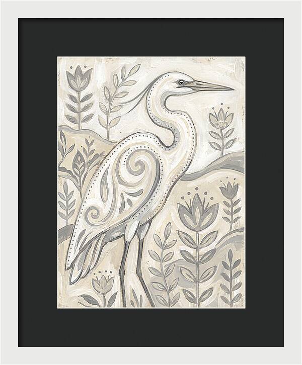 Egret In Folk Style