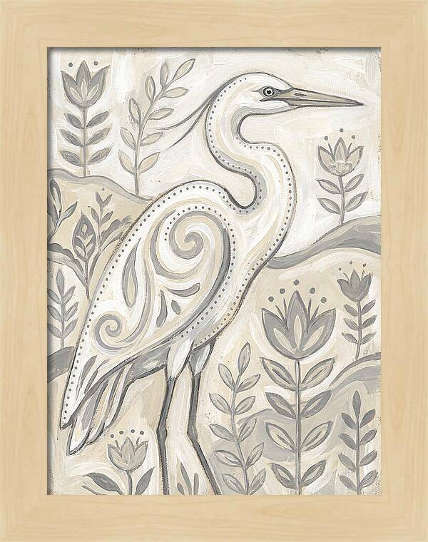 Egret In Folk Style