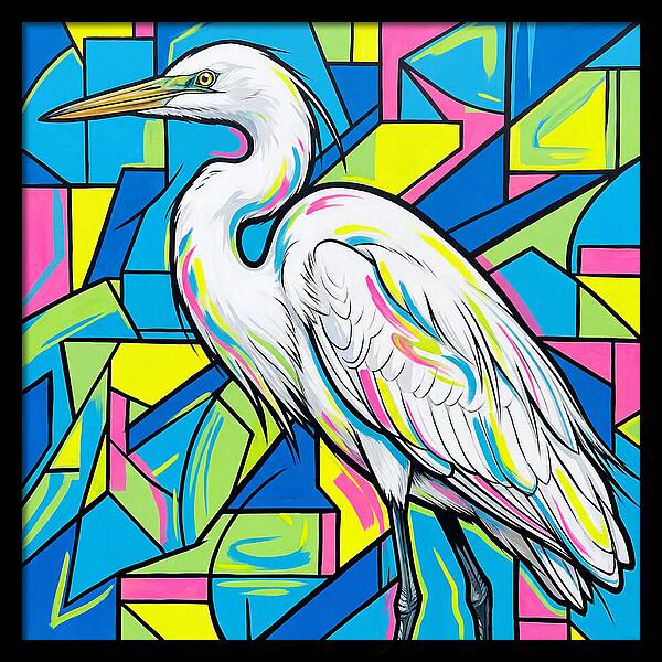 Egret In Vibrant Geometry