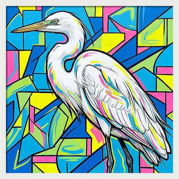 Egret In Vibrant Geometry