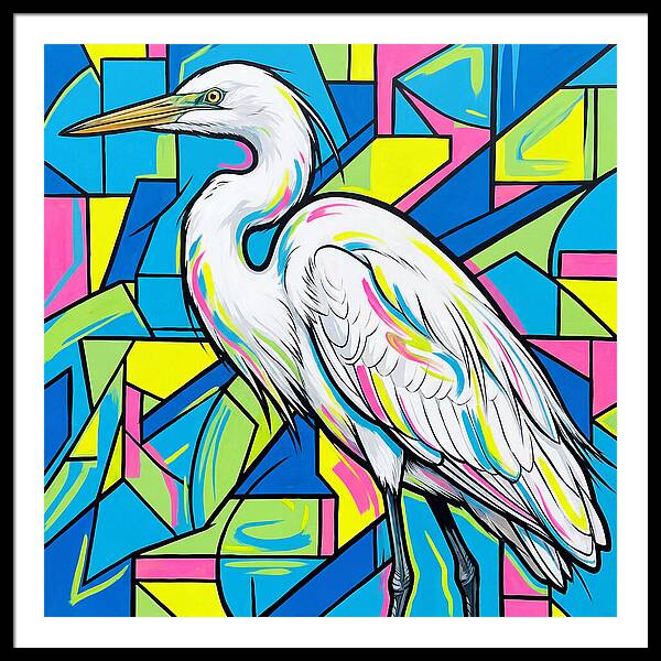 Egret In Vibrant Geometry