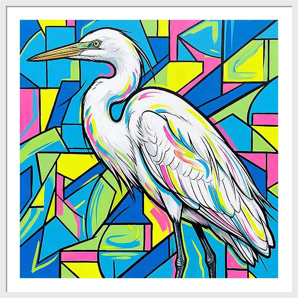 Egret In Vibrant Geometry