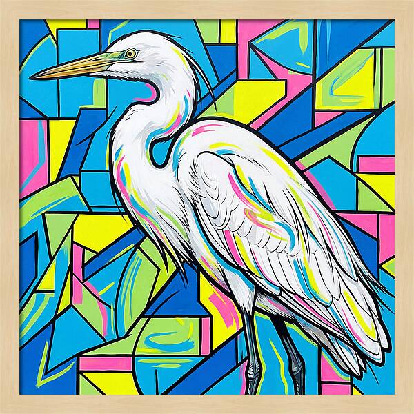 Egret In Vibrant Geometry