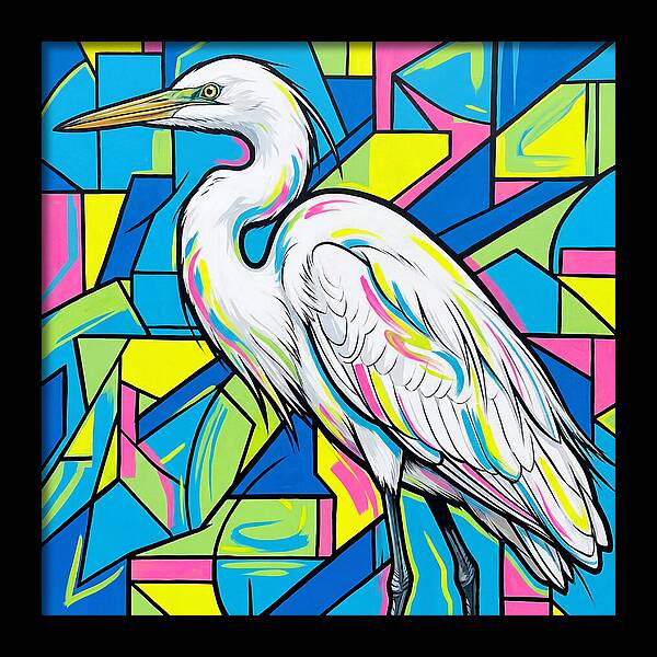 Egret In Vibrant Geometry
