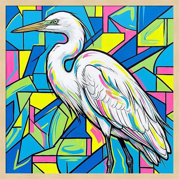 Egret In Vibrant Geometry