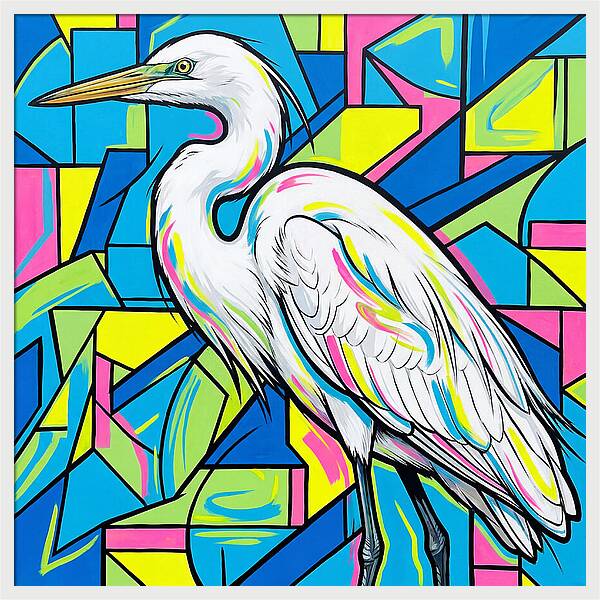 Egret In Vibrant Geometry