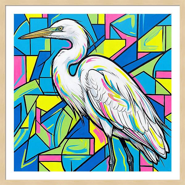 Egret In Vibrant Geometry