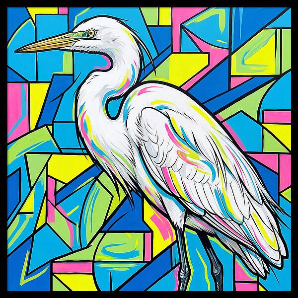 Egret In Vibrant Geometry