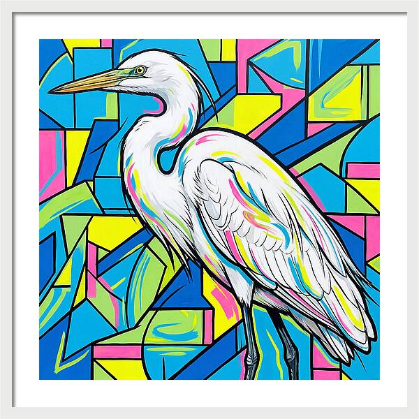 Egret In Vibrant Geometry