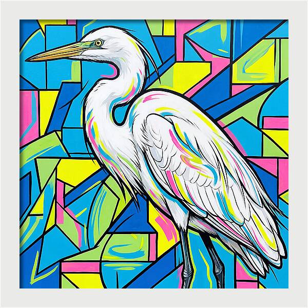 Egret In Vibrant Geometry