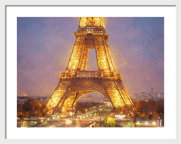 Eiffel Tower Illuminated At Dusk