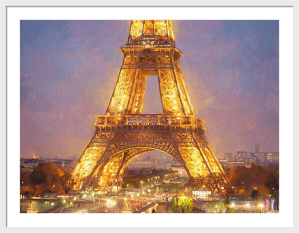 Eiffel Tower Illuminated At Dusk