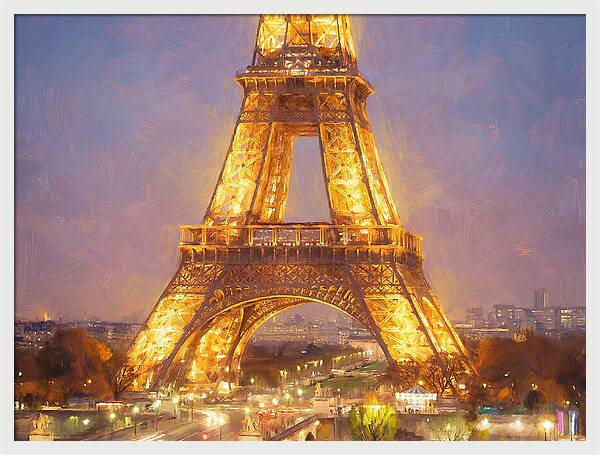 Eiffel Tower Illuminated At Dusk