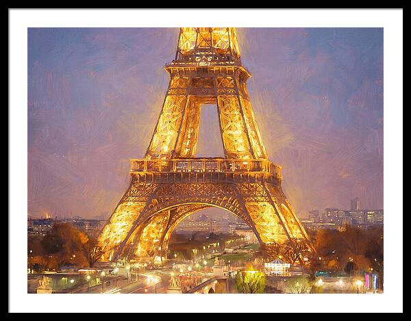 Eiffel Tower Illuminated At Dusk