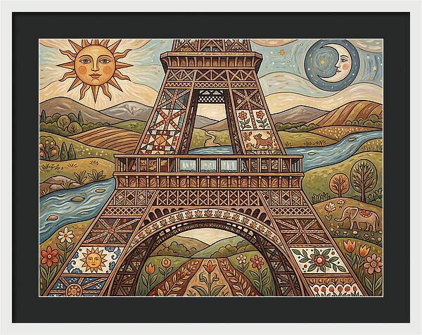 Eiffel Tower In Folk Art Style