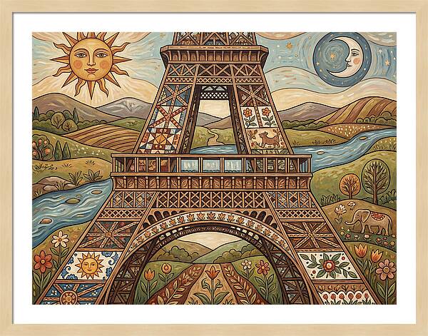 Eiffel Tower In Folk Art Style