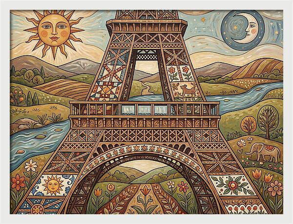 Eiffel Tower In Folk Art Style