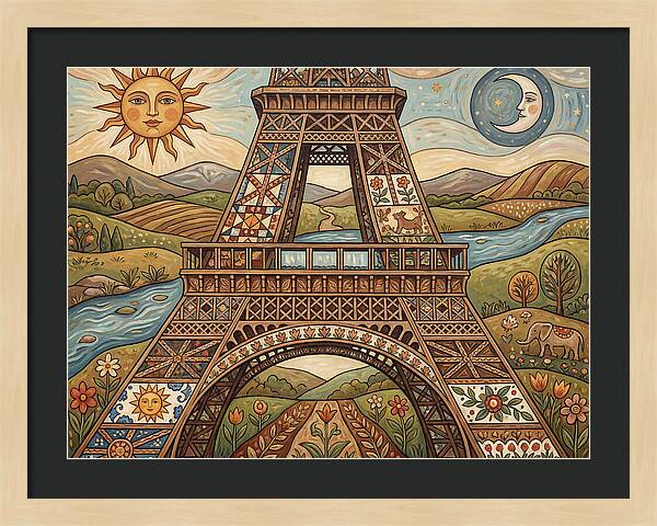Eiffel Tower In Folk Art Style