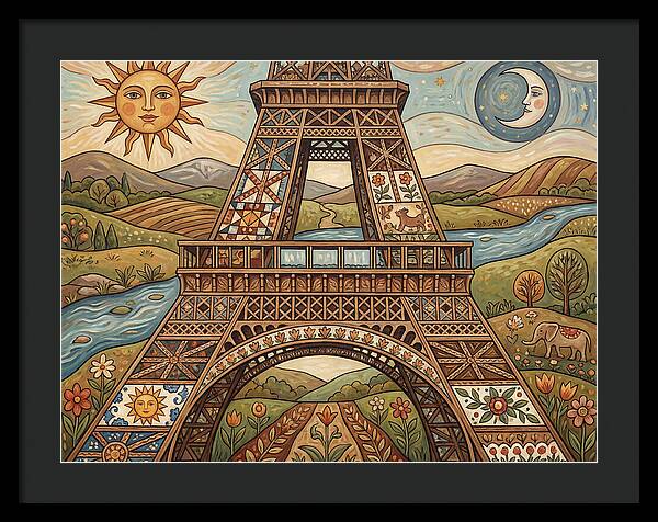 Eiffel Tower In Folk Art Style