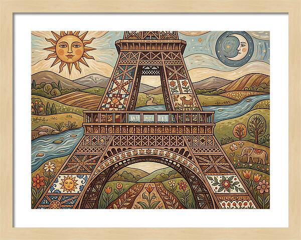 Eiffel Tower In Folk Art Style