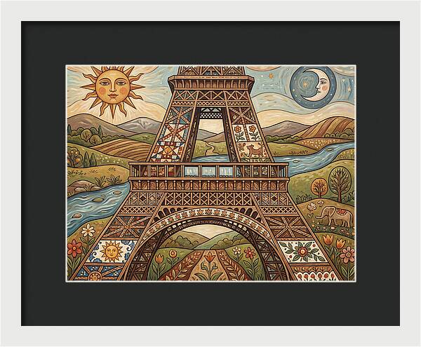 Eiffel Tower In Folk Art Style