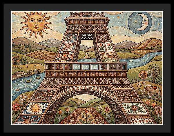 Eiffel Tower In Folk Art Style