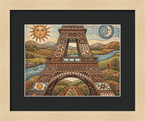 Eiffel Tower In Folk Art Style
