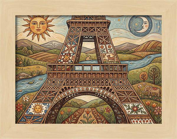 Eiffel Tower In Folk Art Style