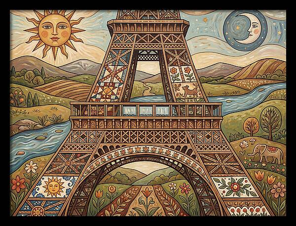 Eiffel Tower In Folk Art Style