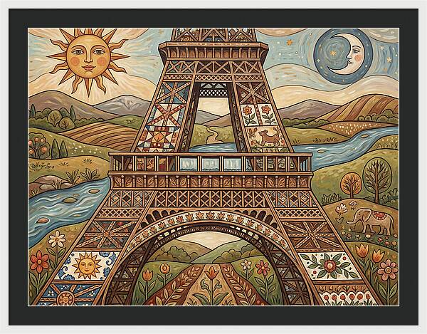 Eiffel Tower In Folk Art Style