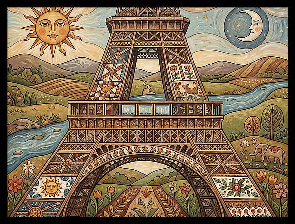 Eiffel Tower In Folk Art Style