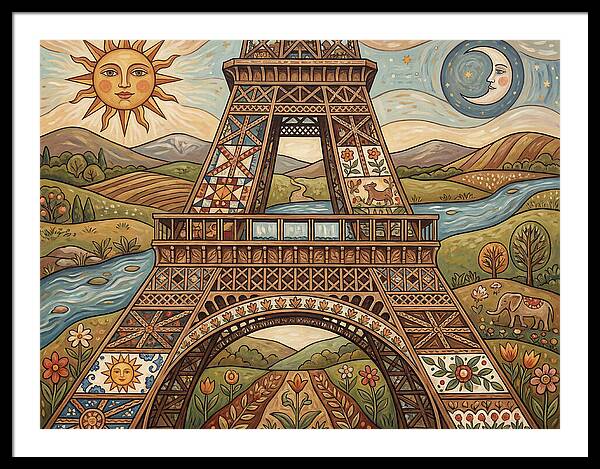 Eiffel Tower In Folk Art Style