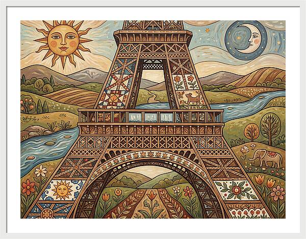 Eiffel Tower In Folk Art Style