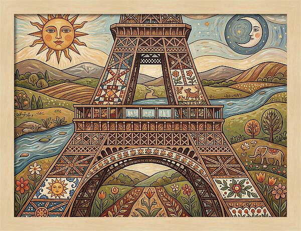 Eiffel Tower In Folk Art Style