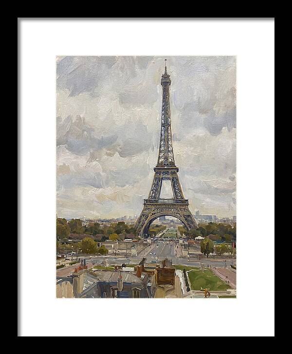 Eiffel Tower Under Cloudy Skies