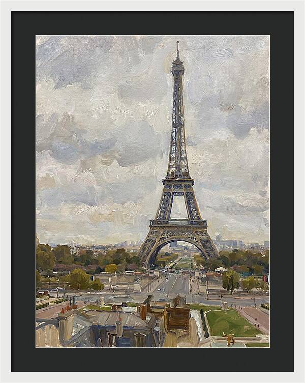 Eiffel Tower Under Cloudy Skies