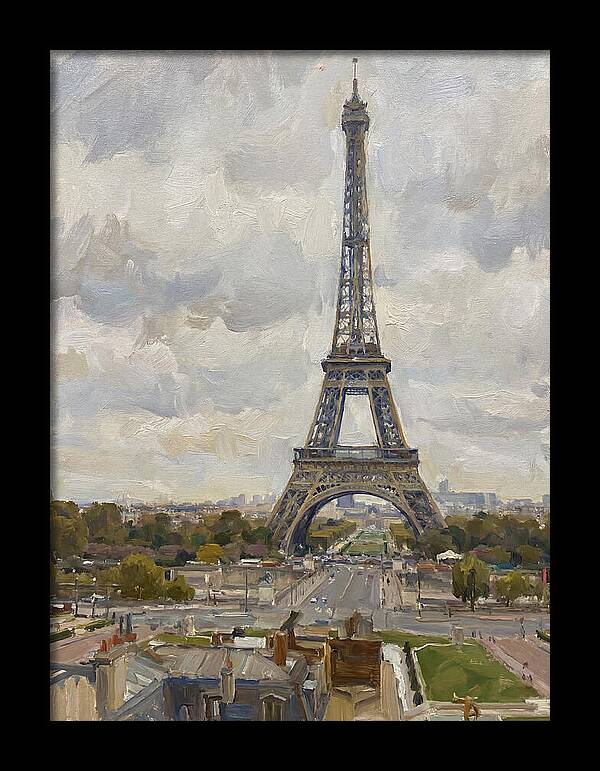 Eiffel Tower Under Cloudy Skies