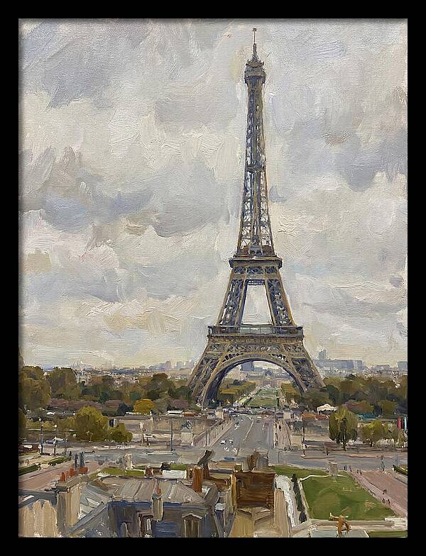 Eiffel Tower Under Cloudy Skies