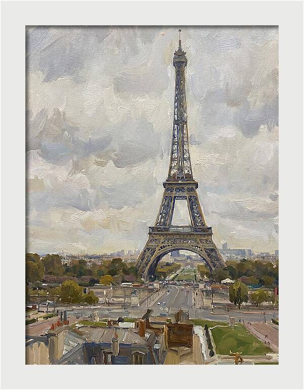 Eiffel Tower Under Cloudy Skies