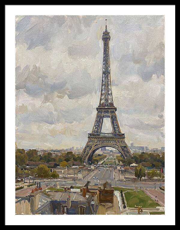 Eiffel Tower Under Cloudy Skies