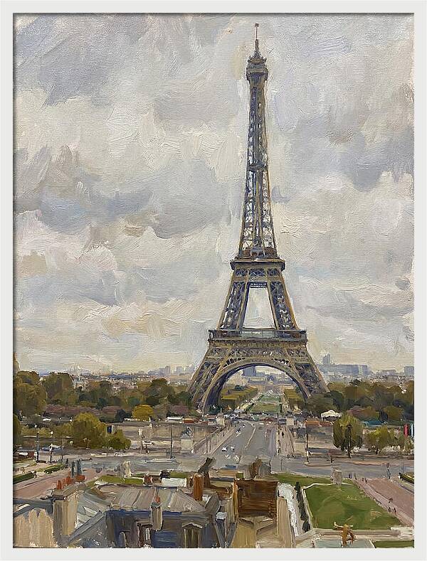 Eiffel Tower Under Cloudy Skies