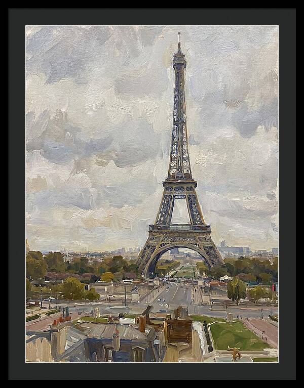 Eiffel Tower Under Cloudy Skies