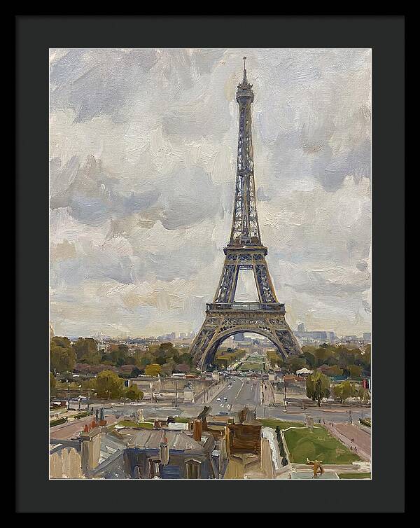 Eiffel Tower Under Cloudy Skies