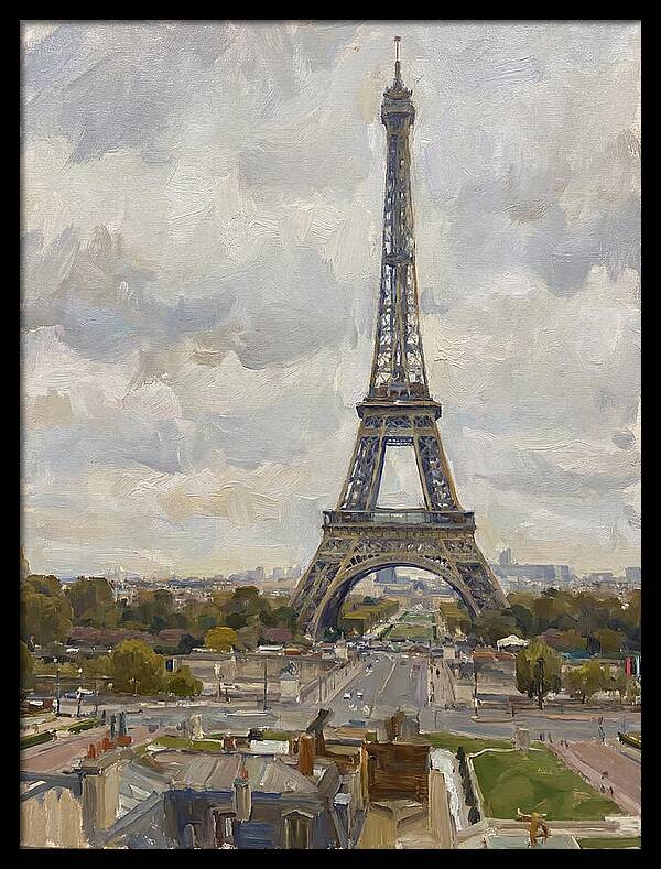 Eiffel Tower Under Cloudy Skies
