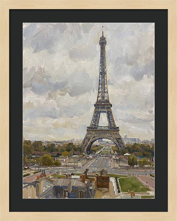 Eiffel Tower Under Cloudy Skies