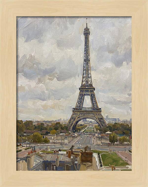 Eiffel Tower Under Cloudy Skies