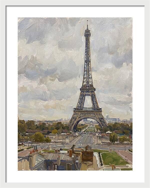 Eiffel Tower Under Cloudy Skies