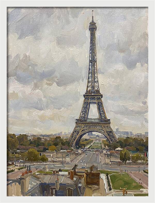 Eiffel Tower Under Cloudy Skies