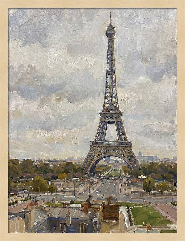 Eiffel Tower Under Cloudy Skies